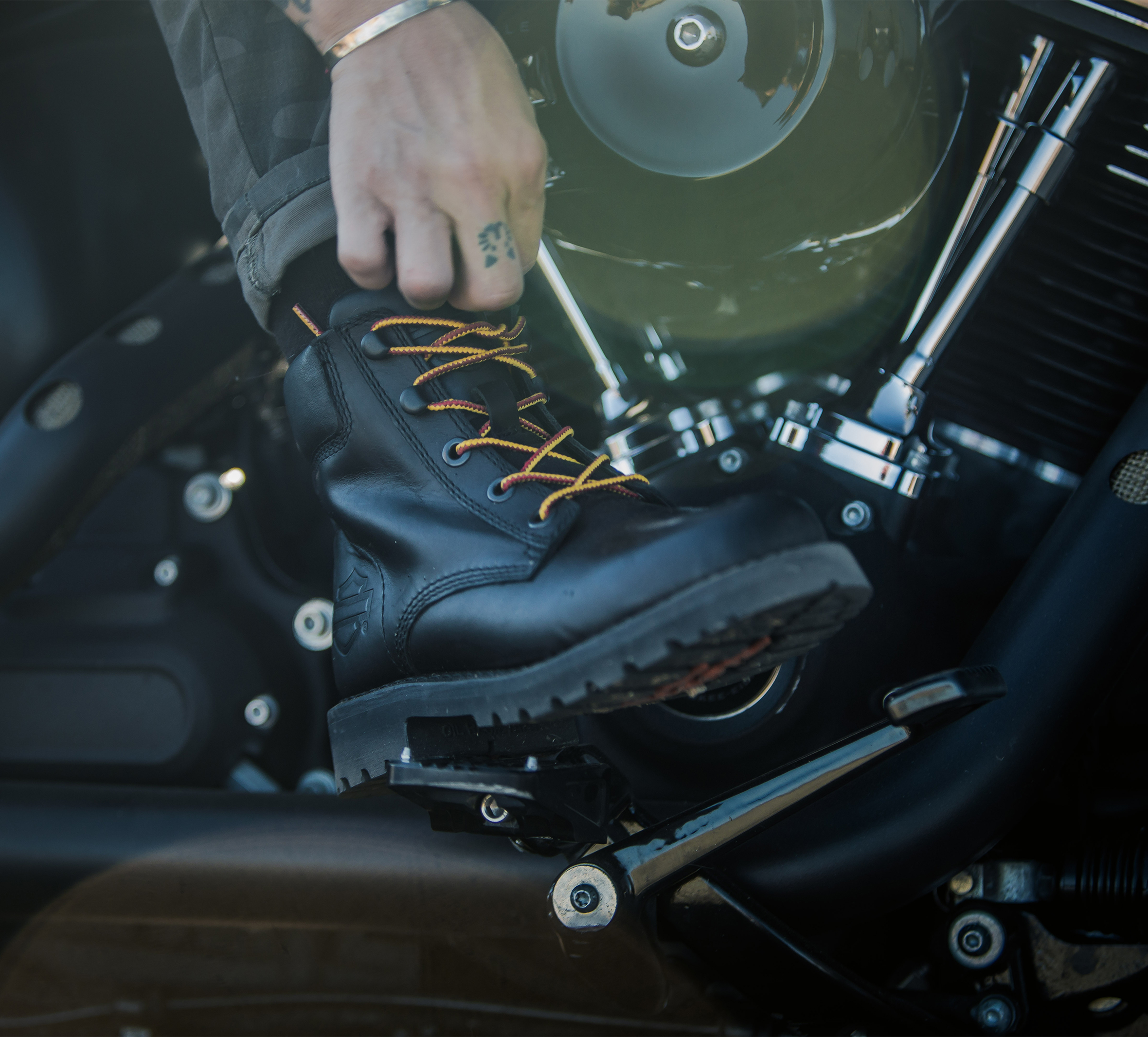 Harley Davidson Herren Stiefel Hedman Casual Ankle Lace-Up Zip-Up Biker Leder